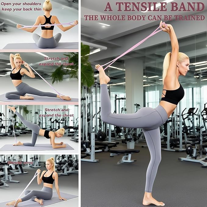 Resistance Bands with Handles,Figure 8 Resistance Band Elastic Fitness Bands Exercise Band for Home Yoga Gym Workout for Women