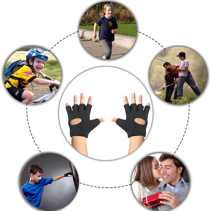 Luwint Kids Fingerless Workout Gloves - Anti-Slip Fitness Mitten for Children Cycling Yoga Weightlifting, 1 Pair