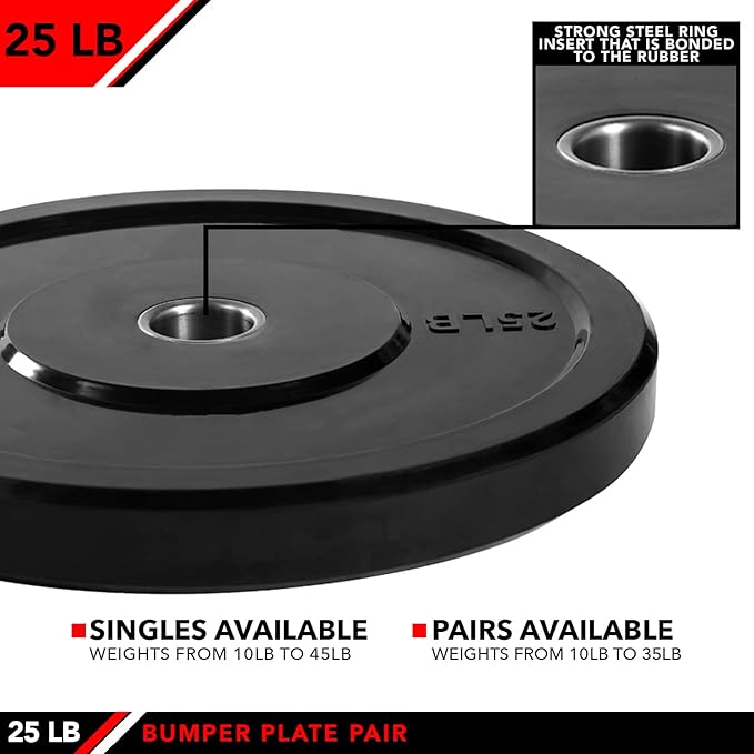 JFIT Olympic 2 Inch Grip Plates and Bumper Plates for Barbell - Single Weights or Sets of 2 (Muliple Weights)