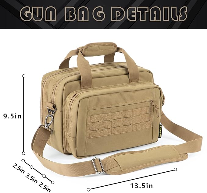 VEAGIA Range Bag,Pistol Case,Gun Range Bags For Handguns And Ammo Pouch 2 Pistols Soft Carrying Shooting Bag