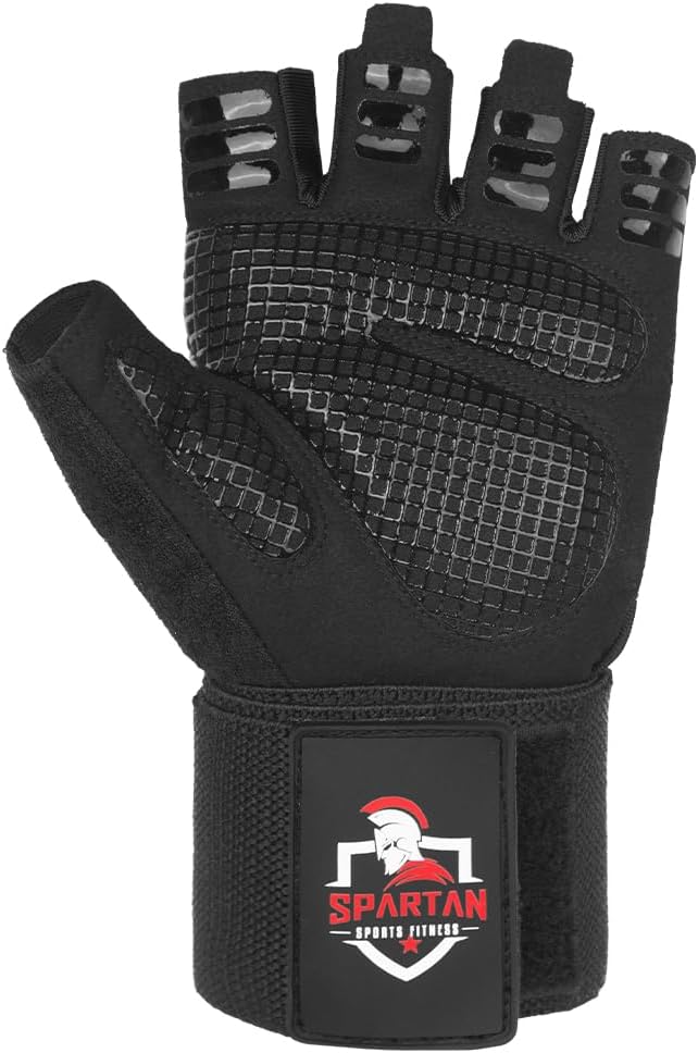 Spartan Weight Lifting Gym Workout Gloves with Wrist Support for Men & Women – Full Palm Protection, Breathable Non-Slip Grip for Training, Fitness, Crossfit, Pull Ups, Lifting, Gym, Exercise