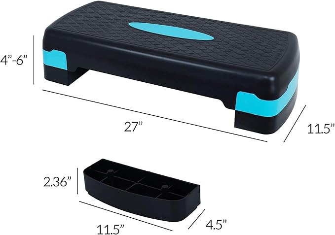 Fitvids Adjustable Workout Aerobic Stepper Step Platform Trainer, 27-Inch, Multiple Colors