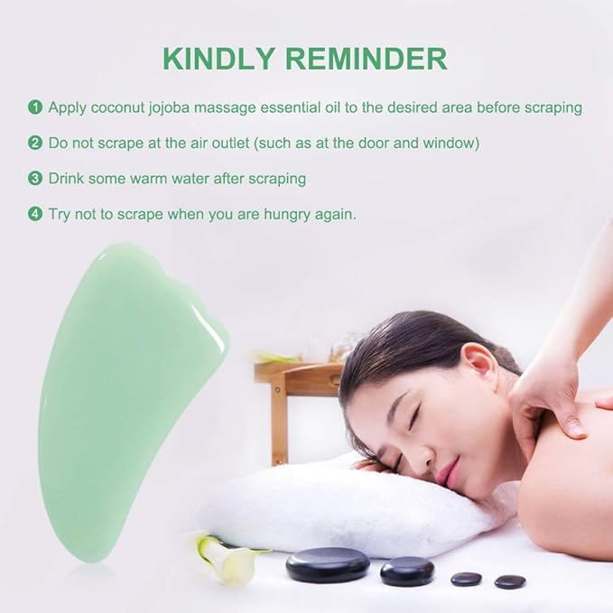 airogym Guasha Massage Tool,Natural Stone Gua Sha Board, 4PCS Guasha Stone Scraping Massage Sets for SPA Acupuncture Physical Therapy Muscle Knots Facial Caring Point Treatment Lymphatic Drainage