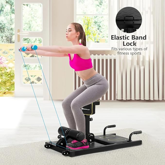 Multi-Functional Home Gym Machine with Adjustable Height and Cushion, Sissy Squat, Push-ups, Sit-ups, Rope Exercises, and More - Enhance Your Fitness with Our 8-in-1 Workout Solution