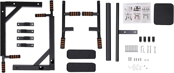 Wall Mounted Pull Up Bar Chin Multifunctional Chin Up Bar Heavy Duty Dip Station Power Tower Set Training Equipment Fitness Dip Stand for Indoor Home Gym Workout, Supports to 440 Lbs