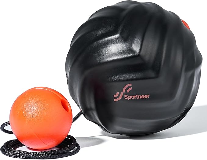 Sportneer Massage Lacrosse Ball with String, Deep Tissue Massager for Back Myofascial Release, Shoulder Trigger Point Therapy & Foot Plantar Fasciitis, Free Relax for Whole Body, Black