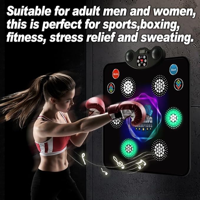 2025 Kids Musical Boxing Machine Comes with Boxing Gloves, 9 Modes, 420 Levels, 7 Lights, wall-Mounted Dual-Purpose, Memory and Reaction Training Equipment Christmas Birthday Gift for Kids