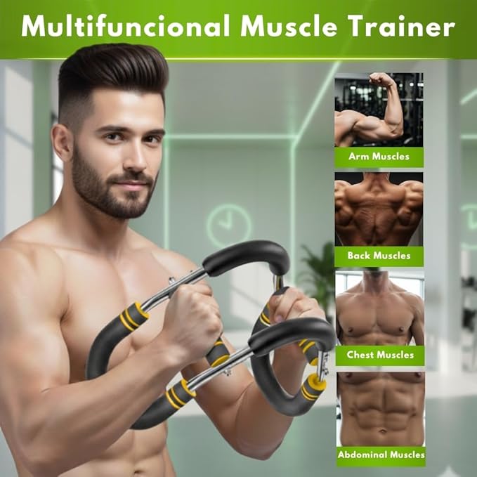 Twister Arm Trainer - Chest Workout Equipment - Chest Press Machine - Arm Trainer for Men - Power Twister Bar - Exercise Bar - Upper Body Workout Equipment with Resistance Band