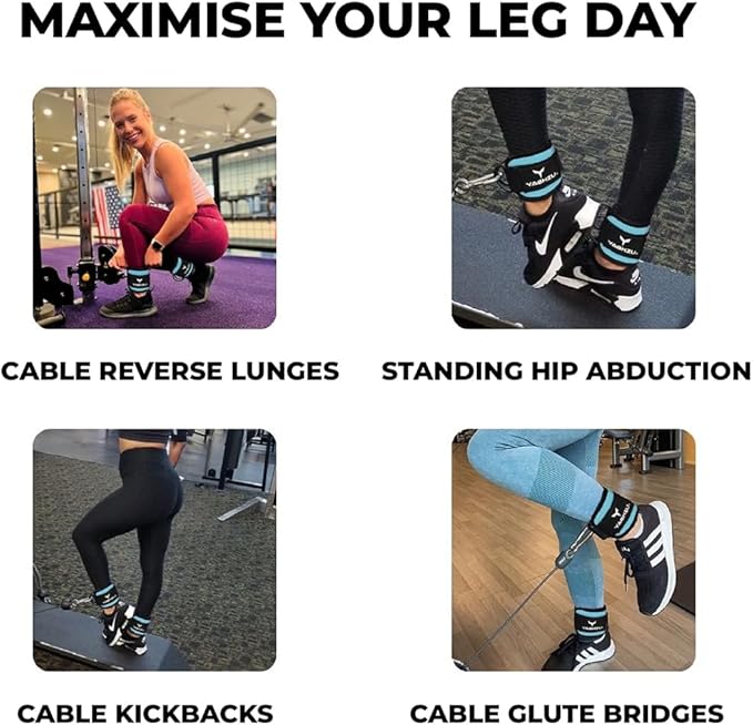 Ankle Straps for Cable Machines Women, Glute Kickback Cable Machine Attachments, Gym Ankle Cuffs, Wrist Cuffs for Workout, Leg Training Accessory, Fitness Gear for Home or Gym