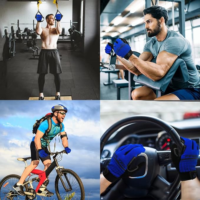 Full Finger Workout Gloves Weight Lifting Touchscreen for Men Women with Padding, Full Hand Gym Exercise Gloves Male Female, Non Slip Fitness Gloves Extra Grip for Cycling Climbing Hiking