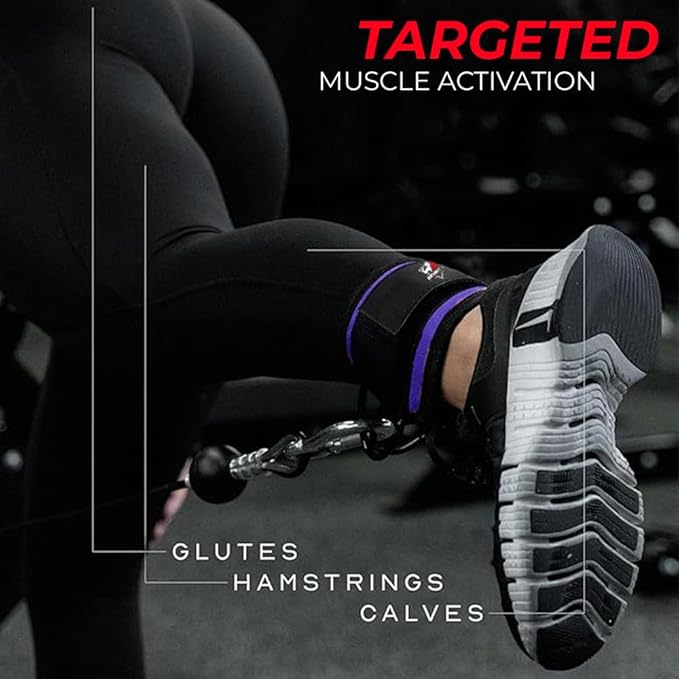 Ankle Straps for Cable Machines, Adjustable Comfort Ankle Cable Attachments for Women & Men, Glute Kickback Ankle Strap for Workout Gym Ankle Cuff Neoprene Padded Durable lifting Straps