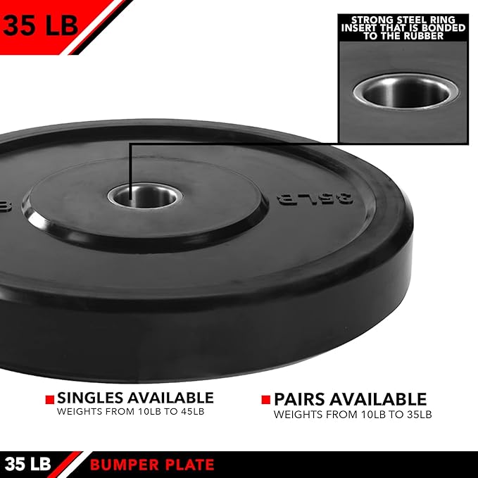 JFIT Olympic 2 Inch Grip Plates and Bumper Plates for Barbell - Single Weights or Sets of 2 (Muliple Weights)