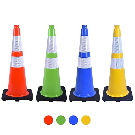 360 Pack 28" Blue Traffic Cones with Black Base – Durable Bulk Traffic Cones for Construction Sites, Events, and Parking Areas (360, Blue, 28 Inch)