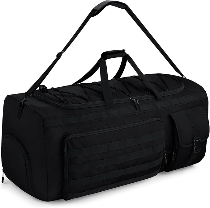 Gonex 90L Large Duffel Bag for Men, Heavy Duty 3 in 1 Convertible Carry Travel Sports Duffle, with Tactical Loops, Shoe Compartment(Black)