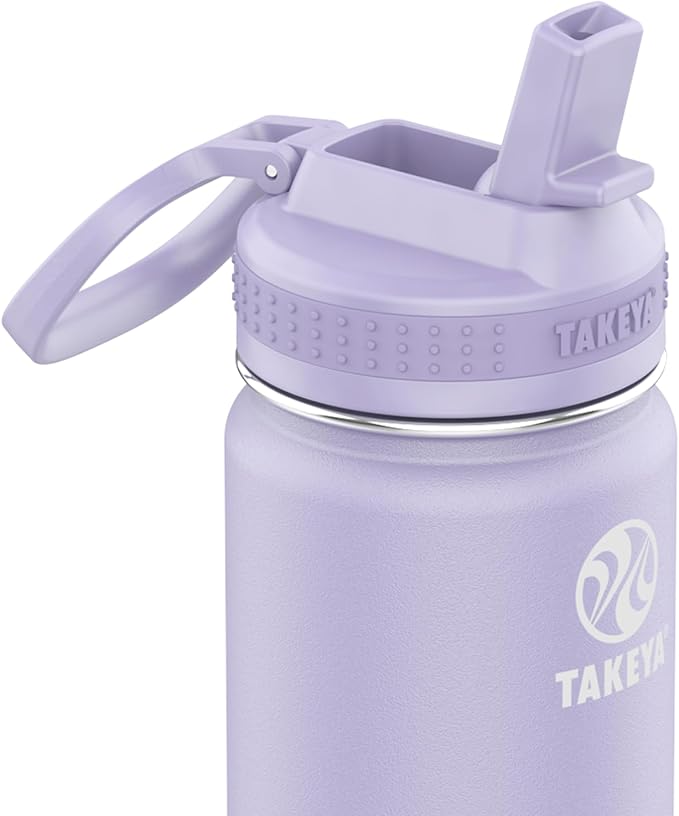 Takeya Actives Water Bottle, Insulated Stainless Steel | Straw Lid | Dishwasher Safe | 18 oz | Pack of 4