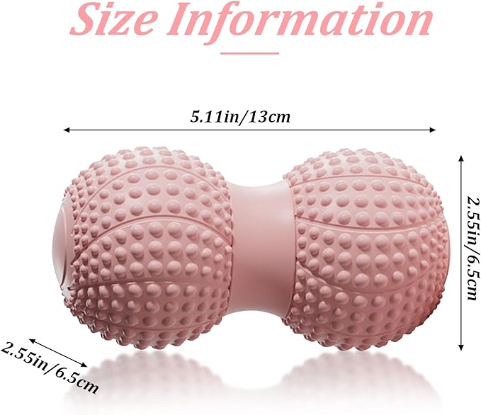 Peanut Massage Ball for Deep Tissue, Trigger Point Therapy, Myofascial Release – Double Lacrosse Foam Roller for Back, Neck, Foot, Muscle Relief, Yoga & Physical Recovery (Pink)