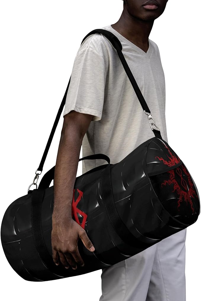 Anime Gym Bag for Women Men - Large Capacity Waterproof Workout Fitness Travel Sports Bags Fashion Street Camping Expandable Carry On Duffle Bag For Couple (Black Berserk) PTY
