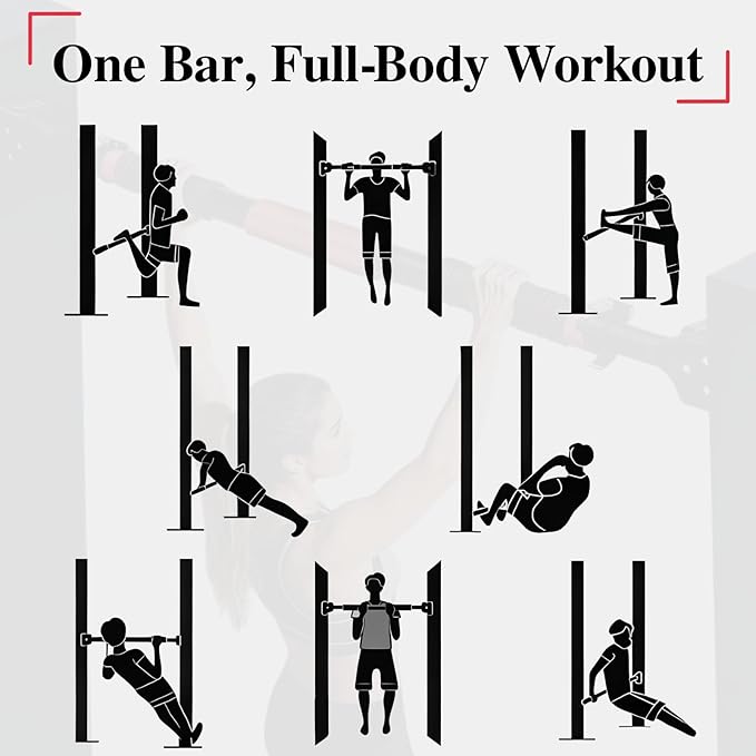Pull Up Bar for Doorway, Adjustable Chin Up Bar with Smart Lock Mechanism, No Screws Strength Training Equipment for Home Gym Upper Body Workout, Fits Most Door Frames 28.5"- 37"