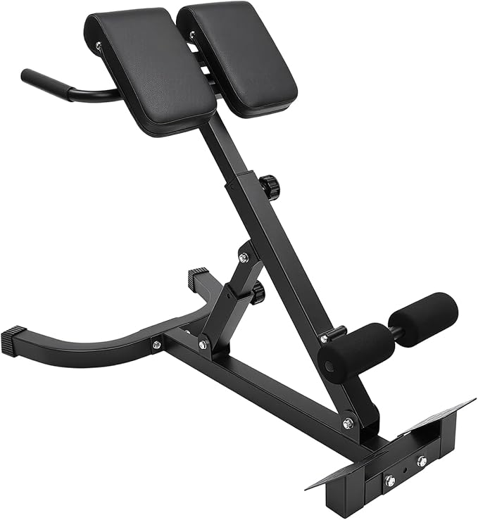 Roman Chair Back Extension Bench, Height & Angle Adjustable Hyperextension Bench, Foldable Sit Up Bench, Ab Back Glute Core Muscles Exercise Equipment for Home Gym Fitness, 330lbs Capacity