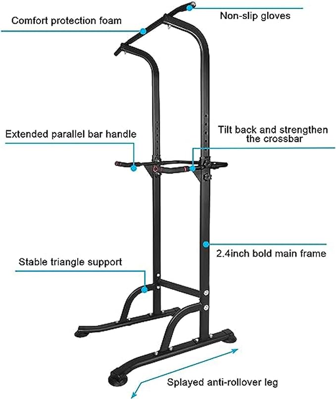 Pull Up Bar Power Tower Dip Bar for Men & Women To Build Muscle, Pullup Bar Dip Station with Adjustable Hight for Home Gym Strength Training Fitness Equipment