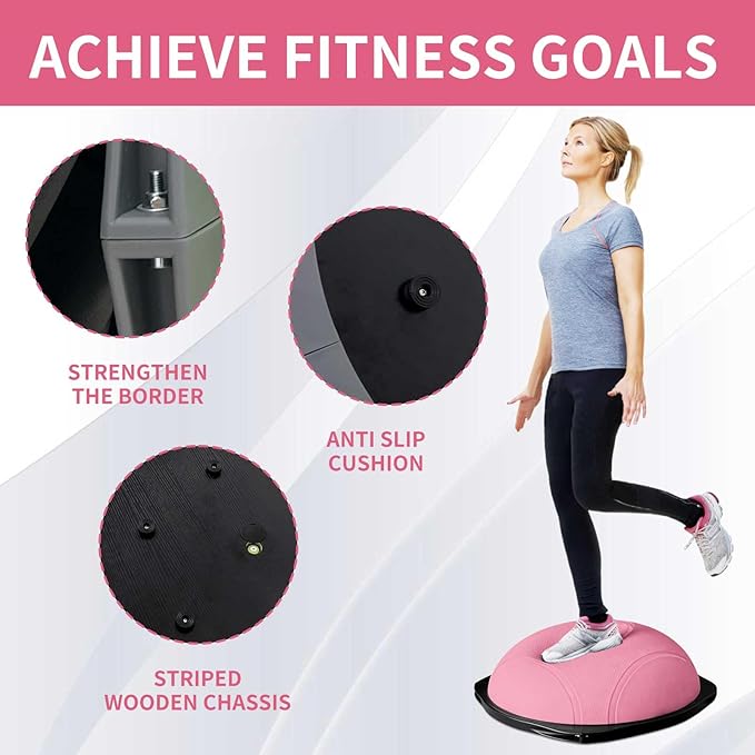 exercise balance ball, half a yoga ball, fitness ball, suitable for core stability training in home gyms, non-slip surface, and balance sports equipmen