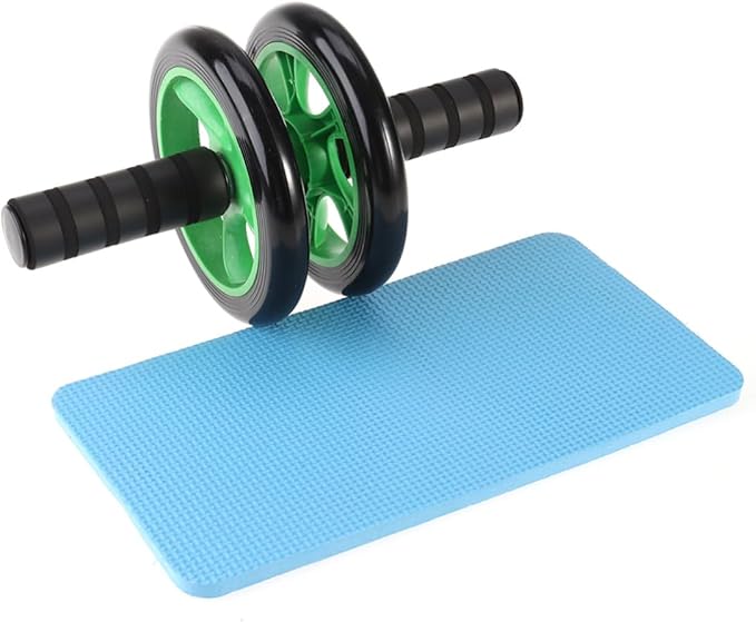 Dual Wheel Ab Roller with Knee Pad for Core Workout Stable Abdominal Trainer with High-grip Handles Quiet Exercise Roller for Home Gym Fitness Suitable for Beginners and Advanced
