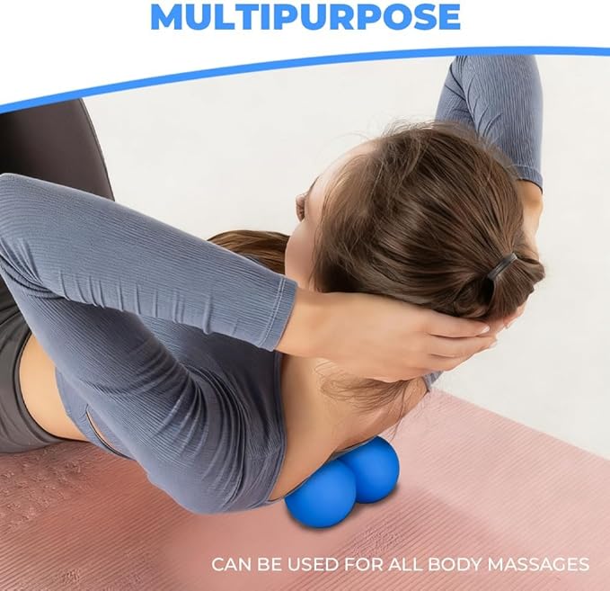 KYKJEYDD Peanut Massage Ball-Double Lacrosse Ball for Deep Tissue Massage & Myofascial Release Medium Density Trigger Point Therapy Tool for Muscle Pain Relief Neck Back Feet & Spine for Yoga