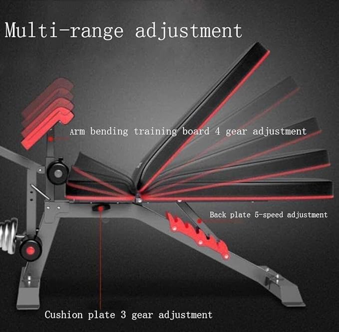 Adjustable Weight Bench Home Training Gym Weight Lifting, Weight Bench Adjustable Dumbbell Bench Foldable Sit-up Board Easy Storage Leg Fixation Dumbbells Fitne