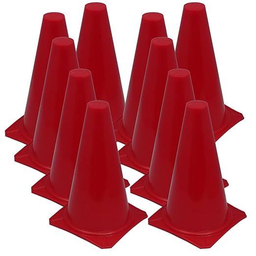 BlueDot Trading 4” Red Mini Plastic Traffic Cones | Set of 10 for Agility Training, RC Racing, Outdoor Activities, Sports Drills, Party Games
