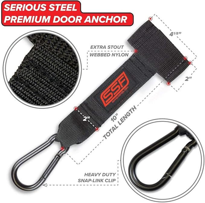 Serious Steel Fitness Resistance Exercise Band and Resistance Tube Anchors (Strap or Door Anchor)