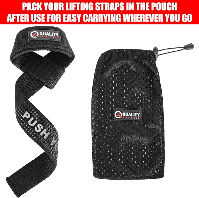 QTF Lifting Wrist Straps for Weightlifting, Gym Wrist Wraps Padded Wrist Support Wraps, Bodybuilding, Powerlifting, Deadlifting and Secure Grip