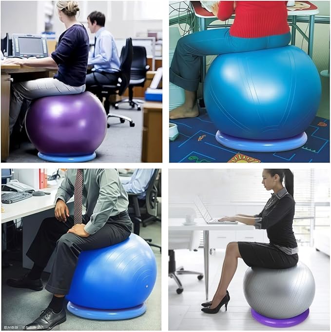Yoga Ball stabilizer Base with Anti Slip Ring - Used for Home Gyms and Offices, PVC Fitness Ball Holder with Anti Slip Stability and Enhanced Safety (Light Gray)
