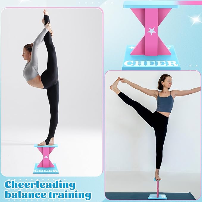 Chunful Cheerleading Balance Trainer 12.2 x 13.19 Inch Wood Wooden Cheer Stunt Training Stand Equipment Cheer Flyer Stand for Flexibility Core Strength and Coordination Training