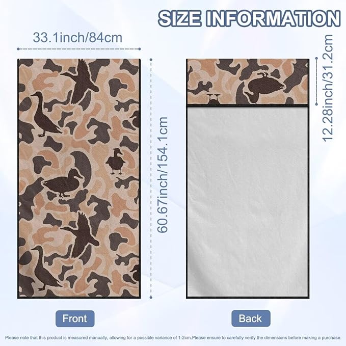 Bulopur Duck Hunting Camo Car Seat Towel Cover Absorbent Soft Beach Towel Car Seat Covers Front Seats Running Post Workout Sweatproof Yoga Towels Blanket