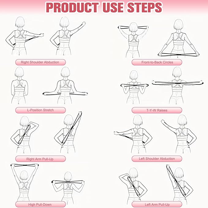 Figure 8 Resistance Band for Women Men, Non‑Slip Handles Exercise Band, Home Gym Fitness Equipment for Yoga, Pilates, Stretching & Physical Therapy (25 lbs)