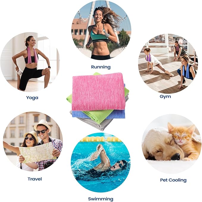 Clothirily Cooling Towels (40"x12"), Breathable Cooling Towels for Neck and Face, Men & Women Workout Towel for Hot Weather, Sweat Towel for Gym Yoga, Camping, Fitness, Running, Traveling, 6 Pack