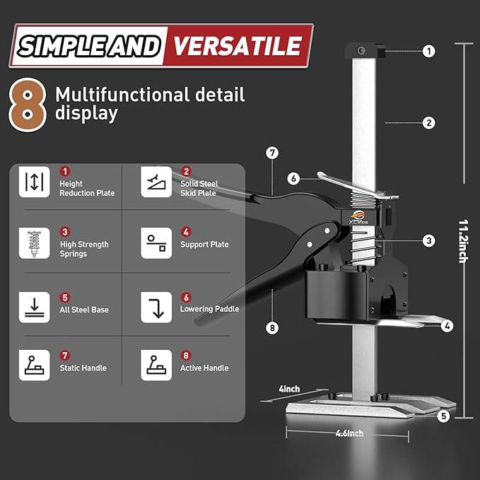 Labor Saving Arm Jack Handle 2 Pack, Construction Jack, Wall Tile Locator, Multi Function Height Adjustment Lifting Device, Door Panel Lifting Cabinet, Raised 6.69 in, Pair Dynamic Load 450 LB