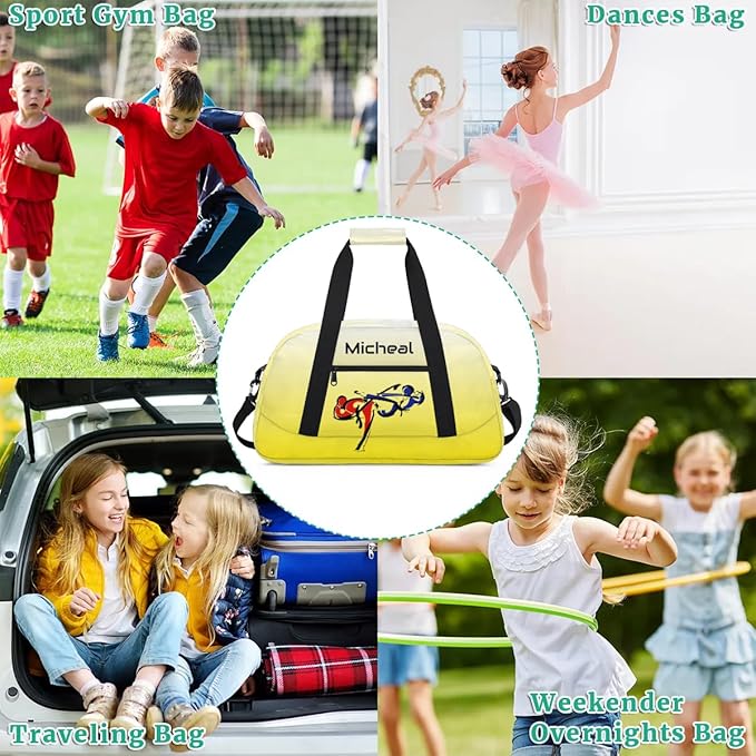 Personalized Martial Art Bag Duffel Bag for Boys Girls, Custom Taekwondo Karate Bag for Travel Weekender Practice Gradient Yellow