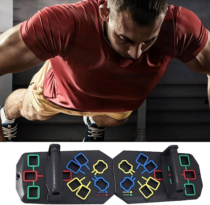Push Up Board, 7 in 1 Multi-Functional Portable Foldable Push Up Bra,Professional Adjustable Home Workout Equipment Pushup Board for Fitness Accessories Strength Training Exercise Muscle Building (Black)