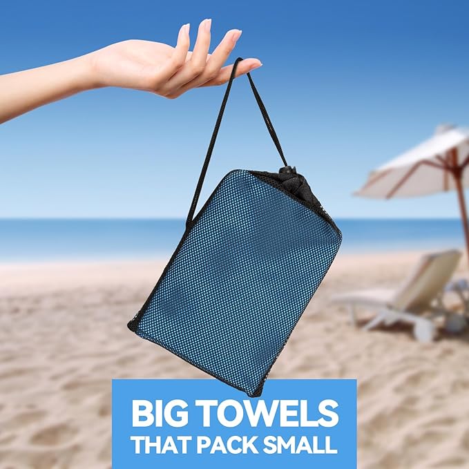 Microfiber Towel for Travel, Camping, Hiking, Backpacking, Shower – Quick Dry, Ultra Compact, Lightweight & Super Absorbent(Marine Blue,51x27 in)