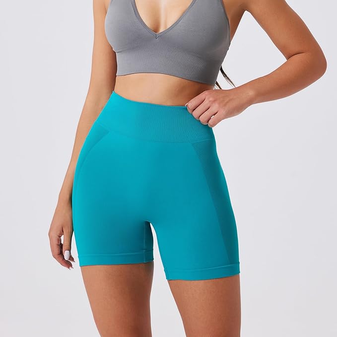 Evercute Women's Gym Shorts 3/4 Pack Seamless Scrunch Butt Lifting Workout Shorts 5" Tummy Control Ruched Booty Yoga Short