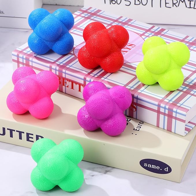 Alasum 6 Pcs Hexagonal Reaction Balls for Fitness and Agility Training Lightweight Reflex Balls for Hand-Eye Coordination and Reaction Improvement in Sports Exercise