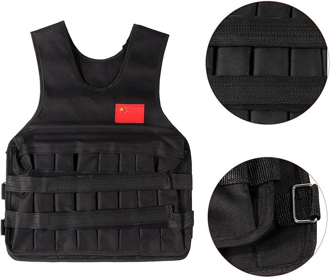 20KG Weighted Vest with 4Pcs Sand Bags(without weight), Adjustable Training Waistcoat for Workout, Strength Training, Running, Fitness, Muscle Building