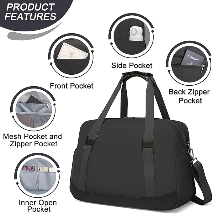 Sports Gym Bag for Women, Travel Duffle Bag with Shoe Compartment & Wet Pocket, Fitness Yoga Bag