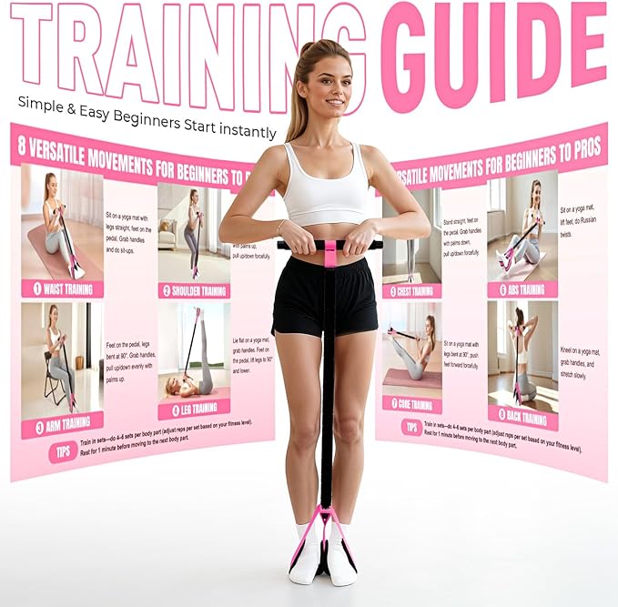 Upgraded Durable Pedal Resistance Band with Handle, Thickened Latex Tubes and Soft Foam Fabric Foot Pedal, Sit Up Exercise Equipment for Abdomen, Waist, Arm, Core/ABS, Leg, Physical Therapy