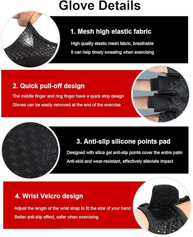 Gym Gloves Workout Gloves Women Men, Anti-Slip Breathable Gym Essentials Women for Weightlifting Cycling Training, Guantes para Gym Mujer