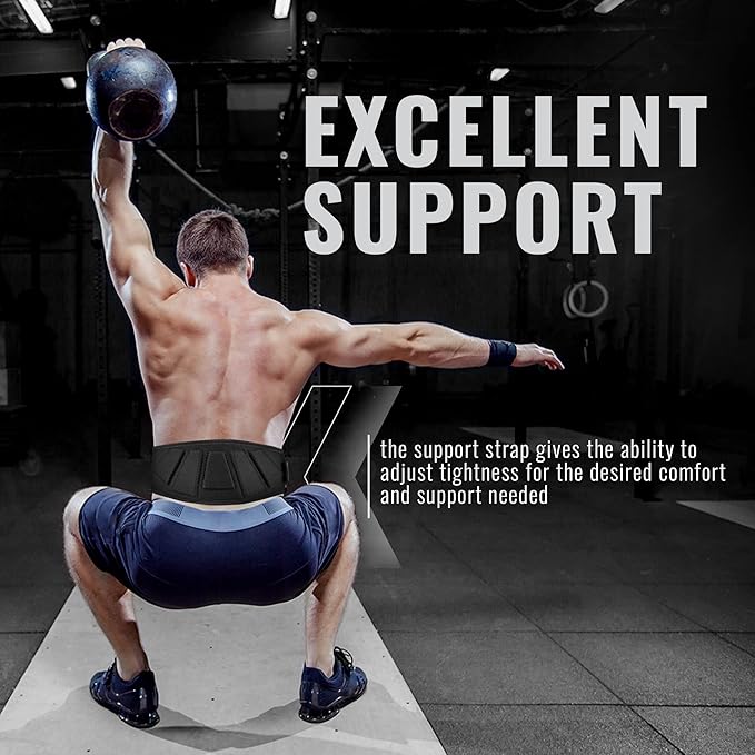 Weight Lifting Belt for Men and Women, 6 Inch, Bodybuilding & Fitness Back Support for Cross Training Workout, Squats, Lunges