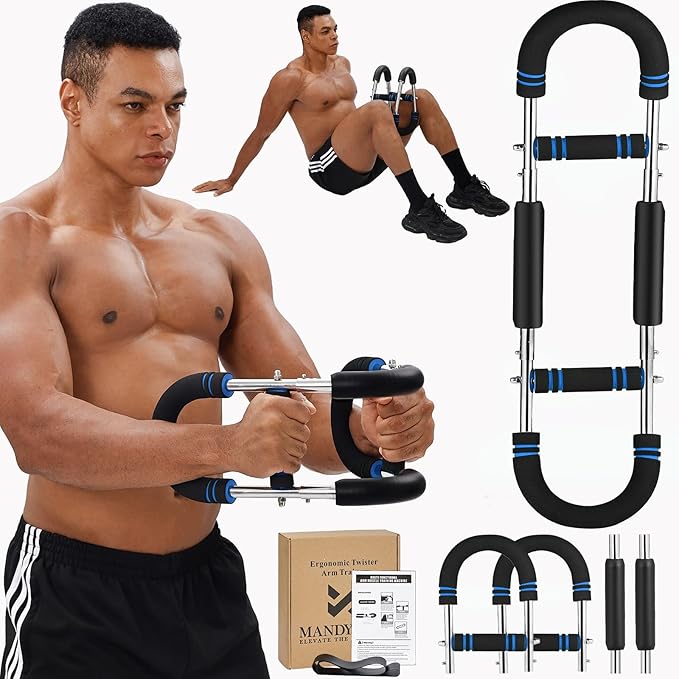 Arm Twister Trainer – Heavy Resistance 30–50kg – Advanced Forearm & Bicep Strengthener for Men – Home Strength Training Equipment with Resistance Band (Blue)