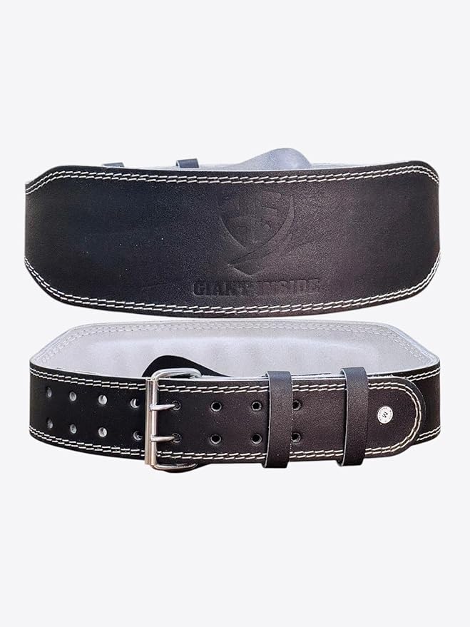Weight Lifting Belt for Fitness Gym Adjustable Leather Belt with 4” Padded Lumbar Back Great for Bodybuilding Functional Training Powerlifting Deadlifts Workout Squats Exercise
