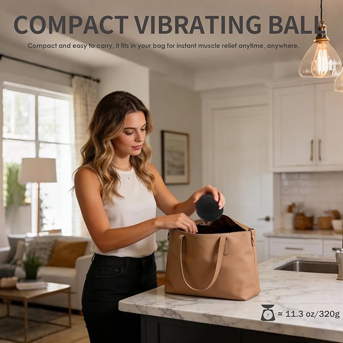 Heating Vibrating Massage Ball with 7 Modes & Memory Function for Myofascial Release, Deep Tissue and Trigger Point Muscle Therapy - Targets Back, Hip, Leg, Neck & Foot (Black)